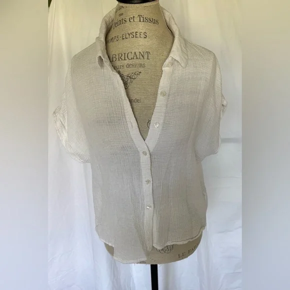 Ci Sono L.A Women’s Gauze Linen Button Down Blouse in True White Sz XL - Picture 1 of 4